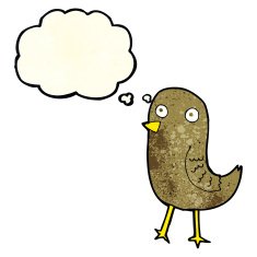 funny cartoon bird with thought bubble N35