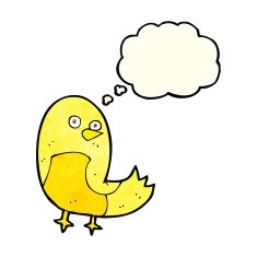 cartoon bird with thought bubble N91