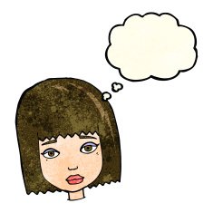 cartoon female face with thought bubble N49