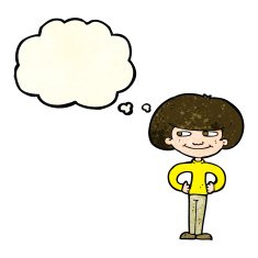 cartoon boy with hands on hips thought bubble N4