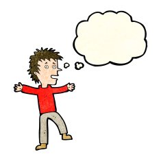 cartoon happy man with thought bubble N139