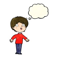 cartoon surprised man with thought bubble N32