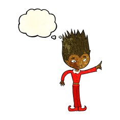 cartoon magic christmas elf with thought bubble N4