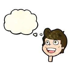 cartoon happy face with thought bubble N18