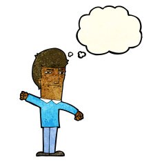 cartoon angry man with thought bubble N27