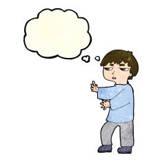 cartoon man gesturing with thought bubble N8