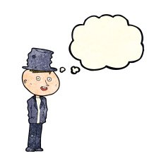 cartoon funny hobo man with thought bubble N4