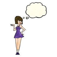 cartoon pretty woman with thought bubble N84