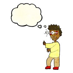 cartoon terrified boy with thought bubble N4