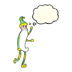 cartoon skinny santa with thought bubble N3