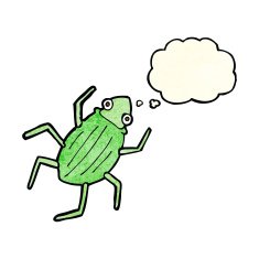 cartoon bug with thought bubble N13