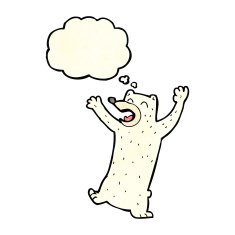 cartoon polar bear with thought bubble N23