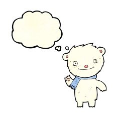 cartoon cute polar bear with thought bubble N24