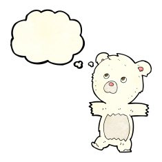 cartoon cute polar bear with thought bubble N25