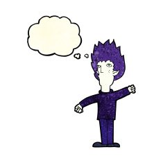 cartoon vampire man with thought bubble N45