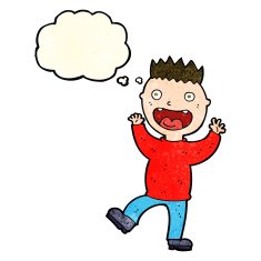 cartoon crazy happy man with thought bubble N4
