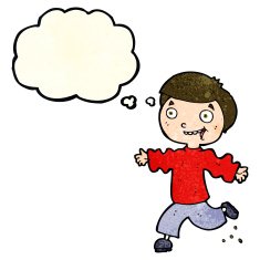 cartoon excited boy with thought bubble N47