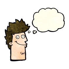 cartoon happy man face with thought bubble N5