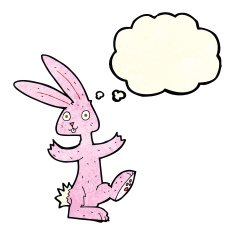 cartoon rabbit with thought bubble N31