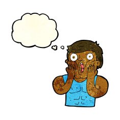 cartoon shocked gym man with thought bubble N7