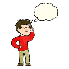 cartoon man with idea thought bubble N33