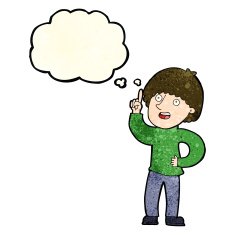 cartoon man with idea thought bubble N35