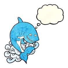 cartoon shark with thought bubble N13