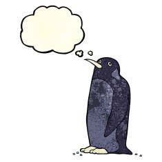 Cartoon Penguin With Thought Bubble N3