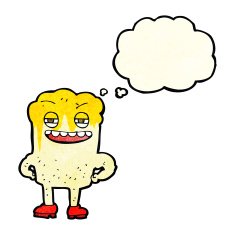 cartoon happy tooth with thought bubble N10