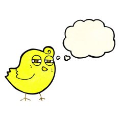 funny cartoon bird with thought bubble N37