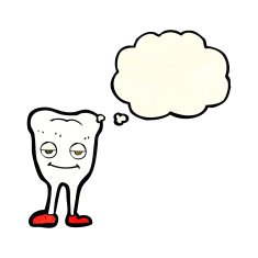 cartoon happy tooth with thought bubble N11