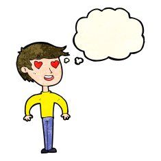 cartoon man in love with thought bubble N4