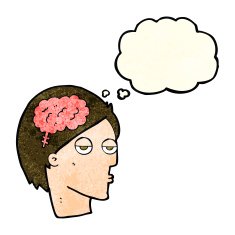 cartoon head with brain symbol thought bubble N11