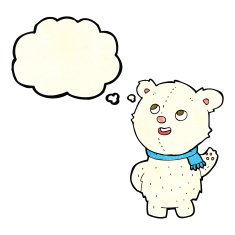 cartoon cute polar bear cub with thought bubble N7