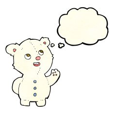 cartoon cute polar bear cub with thought bubble N8