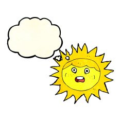 sun cartoon character with thought bubble N4