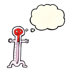 cartoon thermometer with thought bubble N3