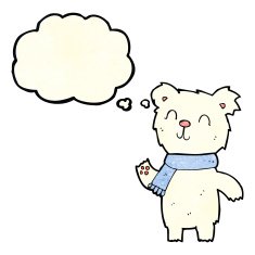 cartoon cute polar bear cub with thought bubble N11