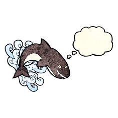 cartoon shark with thought bubble N14