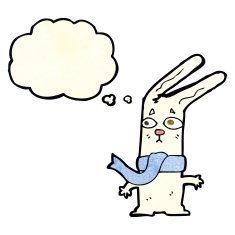 cartoon rabbit with thought bubble N32