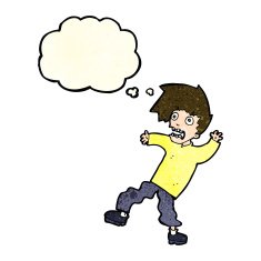 cartoon terrified man with thought bubble N77