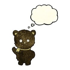 cute cartoon black bear waving with thought bubble N2