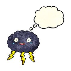 happy cartoon rain cloud with thought bubble N2