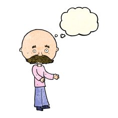 cartoon man with mustache thought bubble N29