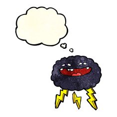 happy cartoon cloud with thought bubble N6