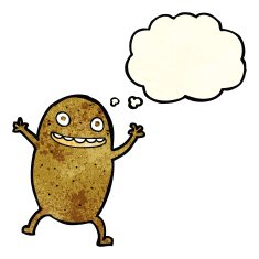 cartoon happy potato with thought bubble N3