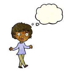 cartoon confused woman with thought bubble N27