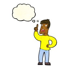 cartoon man with complaint thought bubble N4