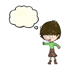 cartoon woman stressing out with thought bubble N5