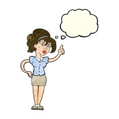 cartoon woman with idea thought bubble N82